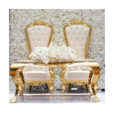 China LG20171113-2 White Water Proof Bride and Groom Wedding Sofa Chair Party Throne Chair and Marble Table for sale