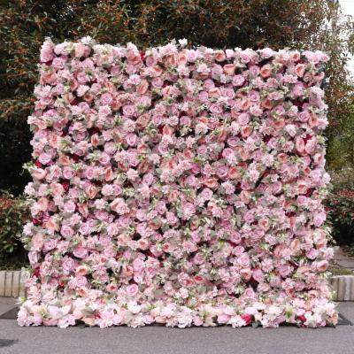 China LFB1926 Luckygoods Party Luxury Pink Artificial Flower Wall Backdrop For Wedding Party Events Decoration for sale