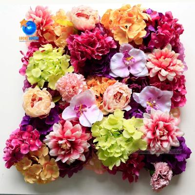 China Wholesale Touch LFB1895 Natural Romantic Wedding Artificial Silk Flower Wall Panel Backdrop Luckygoods Multicolor for sale