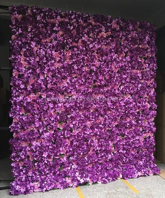 China Wedding Event Decoration Artificial Flower Purple Wall Backdrop Rose Hydrangea Flower Wall LFB338 for sale