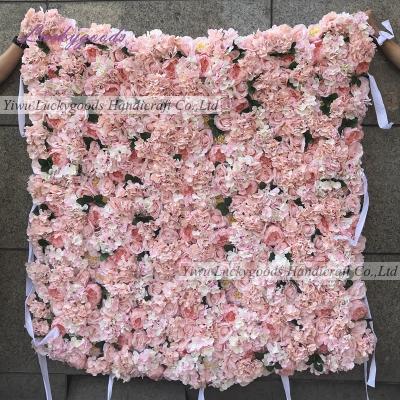 China Hot Sale LFB919 Wedding Event Floral Wall Backdrop Artificial Pale Roses Wrap Flower Wall Cloth LFB919 for sale