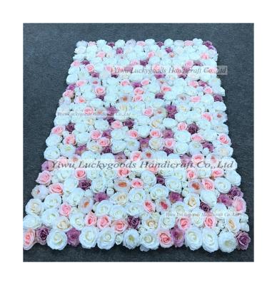 China Wholesale Luckygoods Latest Design Artificial Flower Wall Wedding Roll Up Flower Wall Backdrop for sale