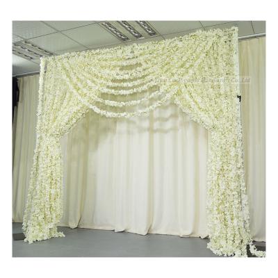 China Wedding Decoration LFB1540 Wedding Backdrop Drape Cream Silk Flower Arch With Metal Stand for sale