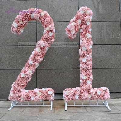 China LFB1229 Wedding Decoration Backdrop Stand Flower Backdrop Metal Number Stand With LFB1229 Silk Flower for sale