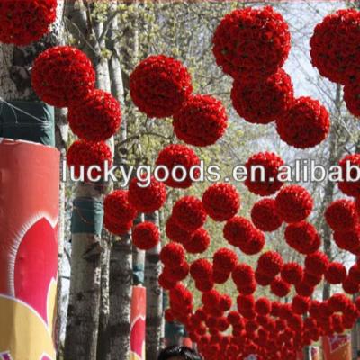 China Wholesale Decorative Huge Size Silk Rose Cheap Red Festival Ball Flower Ball for sale