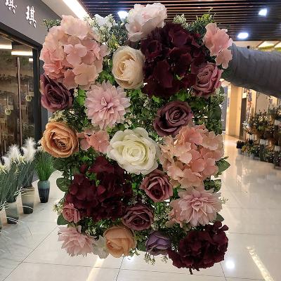 China Party Flower Wall Backdrop Wedding Decoration Peony Hydrangea Flower Silk Wedding Decor LG210105-2 for sale