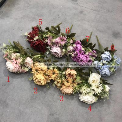 China BH210313-61 Luckygoods Silk+Plastic White Peony Artificial Flower Arrangements In Vase For Decor for sale