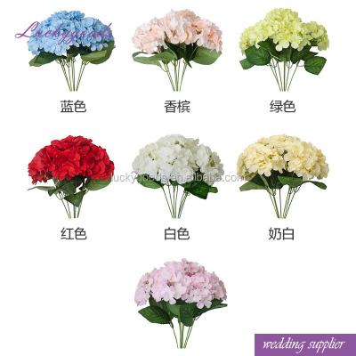 China LF623 7 color hydrangea flower bush heads hydrangea flower silk color hydrangea flower bush wholesale for sale