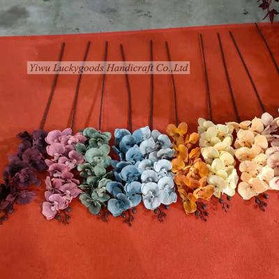 China HC210330-1 Silk + Plastic Colorful Long Artificial Orchid Flowers Lucky Goods For Home Decor for sale