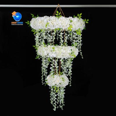 China Fashional LFB334 Luckygoods White Hanging Flower Three Layers Of Garland Romantic Wedding Decoration for sale