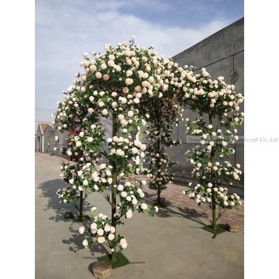 China FZS210809-5 Minimalist Decorative Silk Fake Flower Artificial Rose Flower Tree Arches For Event Party Decoration for sale