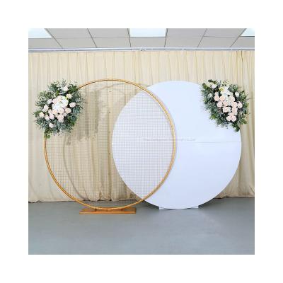 China Bulk Metal Round Stage Design Wedding Party Event Decoration LDJ1004 Elegant Wedding Backdrop Display With Flowers for sale