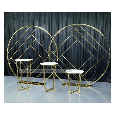 China European Backdrop Panel Gold Metal Round LDJ1100 Stainless Steel New For Wedding Event Occasion Decoration Luckygoods 1 Set European 2m for sale