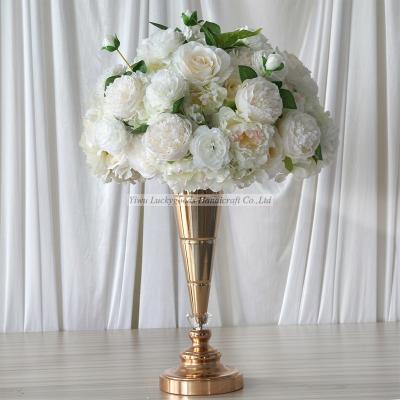 China LDJ516 Luckygoods 2021 Luckygoods Flower Vases 45cm Height Durable Gold Metal Flower Vase For Wedding Decoration for sale