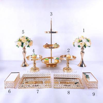 China DGJ210805-5 Hot Sale Elegant Gold Cake Stand Modern Wedding Decoration Luxury Home Decor Luckygoods for sale