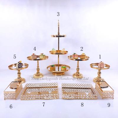 China DGJ210805-1 Luckygoods Modern Elegant Gold Cake Stand Luxury For Wedding Party Decoration Wholesale for sale