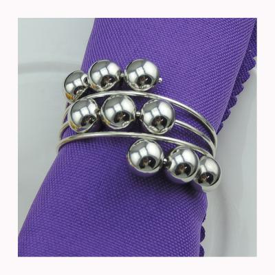 China LJQ008 2019 Bulk Wedding Decor Stocked Silver Beaded Napkin Ring for sale