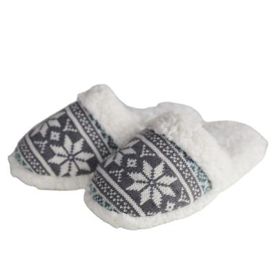 China 2021 fashion trend slippers for women knitting woolen upper and lambswool insock, stitch fabric outsole for sale