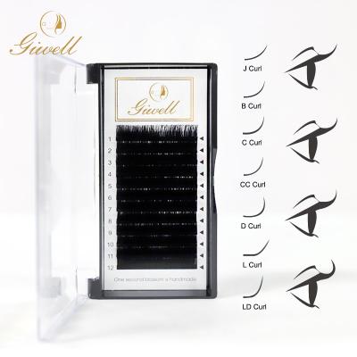 China GIWELL Long Length OEM Precision Natural Different Private Label Mink Individual Eyelash Extension for sale