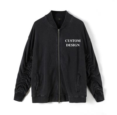 China Anti-wrinkle custom washed cotton fashion streetwear apparel printed track wear mens unisex high quality zipper jacket for sale