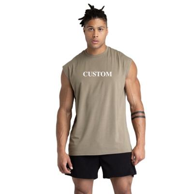 China Custom QUICK DRY muscle men singlets review printed logo fitness logo embroidery workout wholesale tank tops for men for sale