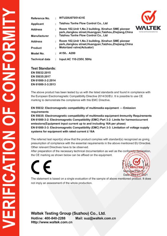 EMC - Taizhou Tonhe Flow Control Co., Ltd.