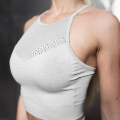 China Cool Mesh Bra Brands Fitness Gym Bra Yoga Sports Seamless Neck Custom Made High Quality Breathable Ladies Top for sale