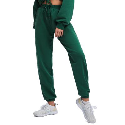 China Custom Solid Cotton Breathable Terry Sweat Women Joggers Pants French Drawstring Workout Joggers Women Sports for sale