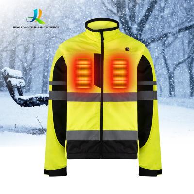 China Custom Water Proof Winter Anorak Work Safety Reflective Jackets Fashion Men Waterproof Highlight Reflective Heated Jacket for sale