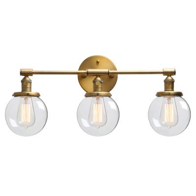 China New Post Modern Indoor Bathroom Vanity Light Wholesale 3 Light Wall Light With Clear Glass Shade for sale