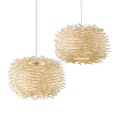 China Farm Handmade Natural Woven White Bird Nest Shape Lightweight Rattan Pendant for sale