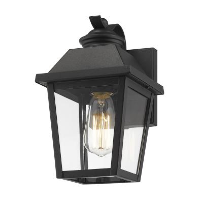 China 1-Light Clear Seeded Glass Glass Outside Black Exterior Wall Mounted Light for sale