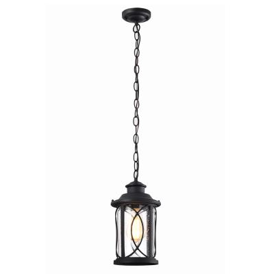 China Industrial Outdoor Pendant Light Hanging Porch Light with Adjustable Chain Outdoor Aluminum with Black Finish Clear Glass for sale