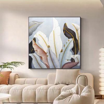 China Modern Style Hand Painted Oil Painting Abstract Flower Textured Canvas Painting Framed for sale