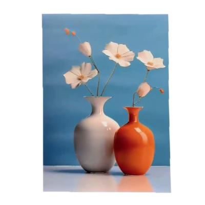 China Customized Size Hand Painted Vase Art Painting Colour Textured 3d Relief Oil Painting for sale