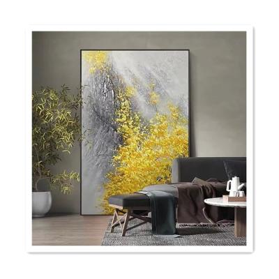 China Hand Painted Modern Abstract Landscape Fortune Golden Leaf Texture Oil Painting for Home Decoration Medium Oil NO Frame for sale