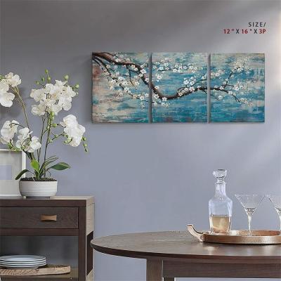 China 3 Pieces of Floral Modern Landscape Wall Decoration Hand Painted Flower Oil Canvas Materials Canvas Oil and Canvas for sale