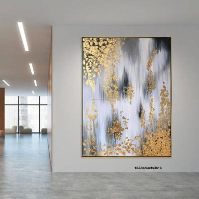 China Customized Size Accepted Gold Abstract Foil Hand Painted Abstract Oil Painting on Canvas for Home Decor Wall Art for sale