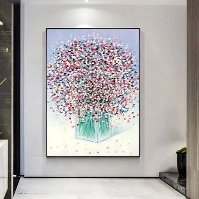 China Modern Style Hand Painted Oil Painting Abstract Colorful Flower Canvas 6 Color for Living Room Home Decor for sale