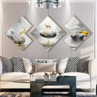 China Aluminum Frame Crystal Porcelain Painting Wall Art Japanese Style For Living Room Decor for sale