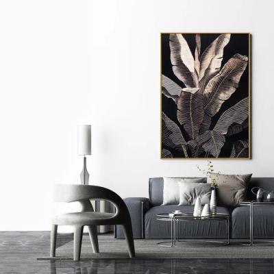 China Custom Designs Crystal Porcelain Wall Art Decor Painting UV Print 3D Plantain Leaves for sale