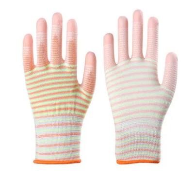 China Oil Resistant Nylon PU Lined Finger Coated Dust Proof Gloves Handy Breathable Pick Protection Work Gloves for sale