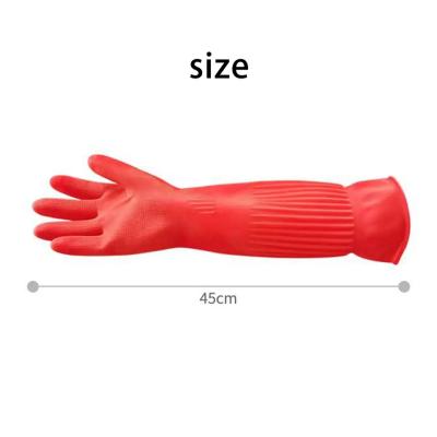 China Household Functions Wholesale Latex Rubber Extended Waterproof Non-slip Dish Washing Gloves for Kitchen for sale