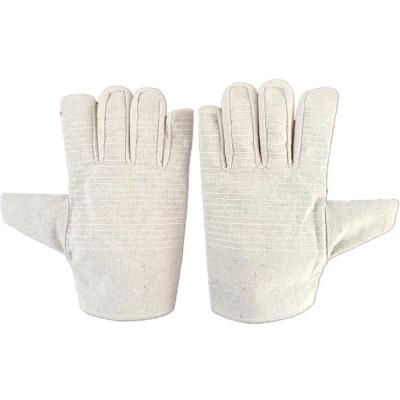 China Electric Welding Protective Winter Knit White Wrist Cotton Canvas Garden Work Protective Glove Mow Scratch Safety Gloves for sale