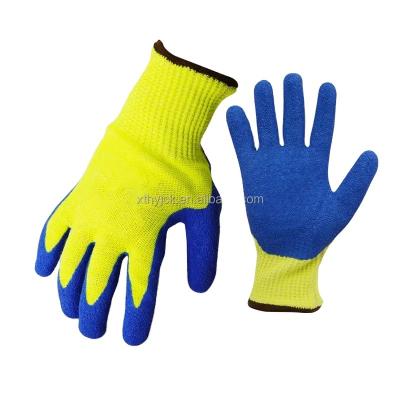 China Comfortable 23cm 10 Gauge Blue Latex Wrinkle Dipped Coated Safety Work Hand Protection Gloves For Household Gardening Construction for sale