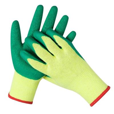 China Wholesale General Purpose Cheap High Quality Safety Rubber Protective Green Latex Coated Gloves For Work Construction for sale