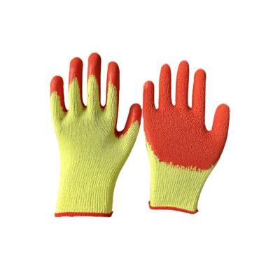 China Anti-smash factory latex ply durable cotton knitted glove liner liner with wrinkle latex palm rubber gloves for sale