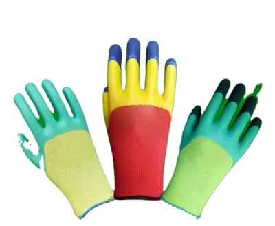 China Four-color Garden Work Gloves Rubber Micro Breathable Foam Breathable Comfortable Wearing Liner Gardening Gloves for sale