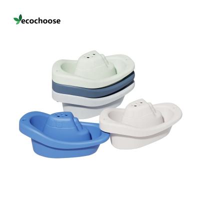 China 2022 Eco-Friendly Material Customized Multicolor Eco-Friendly Beach Stacker Mini Bathing Tub Toy Floating Boat Silicone Baby Bath Toys For Kids for sale