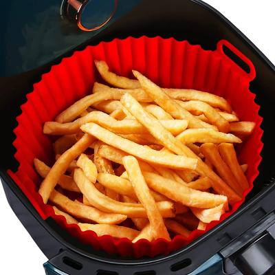 China Disposable Custom Logo Food Safe Non-Stick Air Fryer Silicone Pot 7.5/8.5 Inch Reusable Airfryer Silicone Pot Basket Liner For Air Fryer for sale